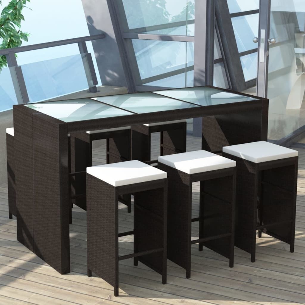 7 Piece Garden Bar Set with Cushions Poly Rattan 7 Piece Garden Bar Set with Cushions Poly Rattan