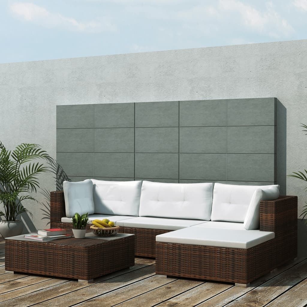 5 Piece Garden Lounge Set with Cushions Poly Rattan 5 Piece Garden Lounge Set with Cushions Poly Rattan