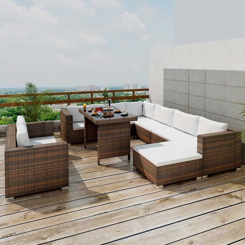 10 Piece Garden Lounge Set with Cushions Poly Rattan 10 Piece Garden Lounge Set with Cushions Poly Rattan