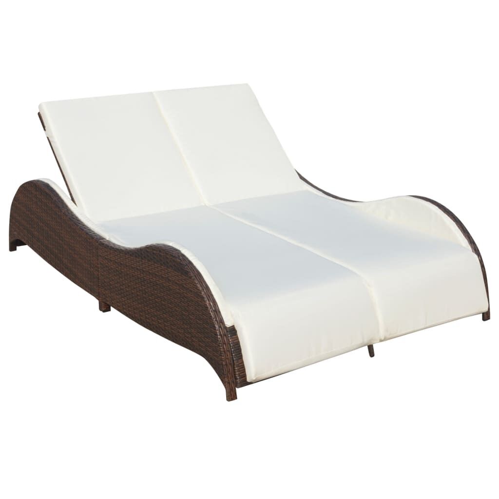 Double Sun Lounger with Cushion Poly Rattan Double Sun Lounger with Cushion Poly Rattan