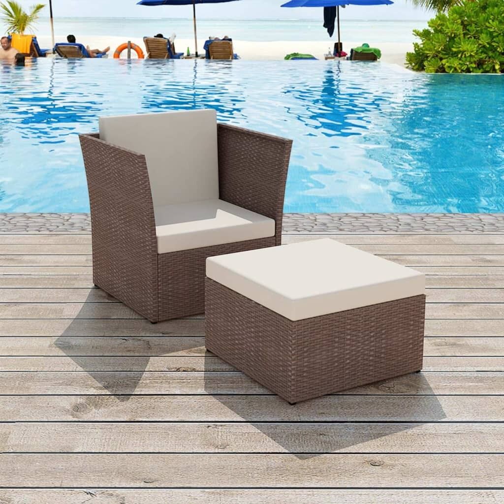 Garden Chair with Stool Poly Rattan Garden Chair with Stool Poly Rattan