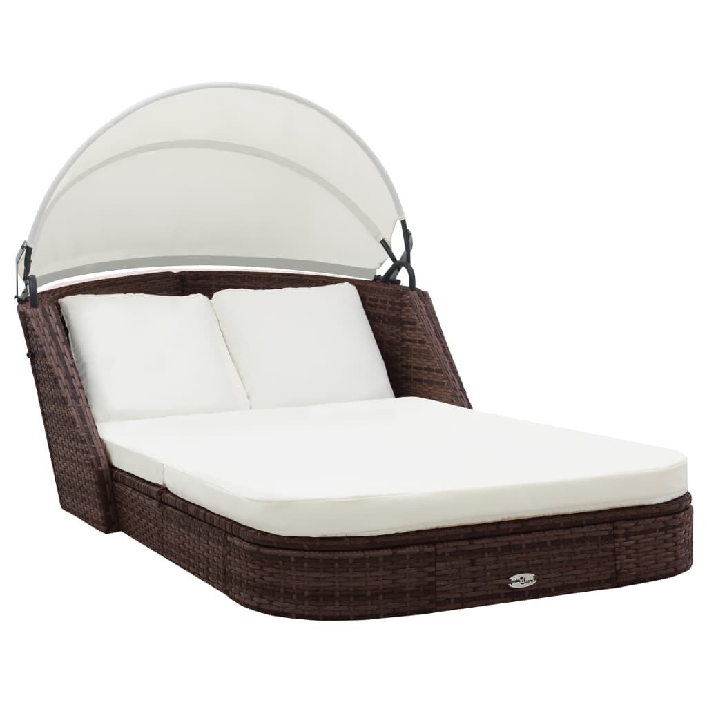 Sun Lounger with Canopy Poly Rattan Sun Lounger with Canopy Poly Rattan