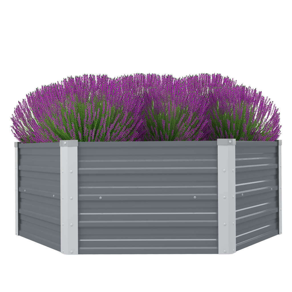 Raised Garden Bed 129x129x46 cm Galvanised Steel Raised Garden Bed 129x129x46 cm Galvanised Steel