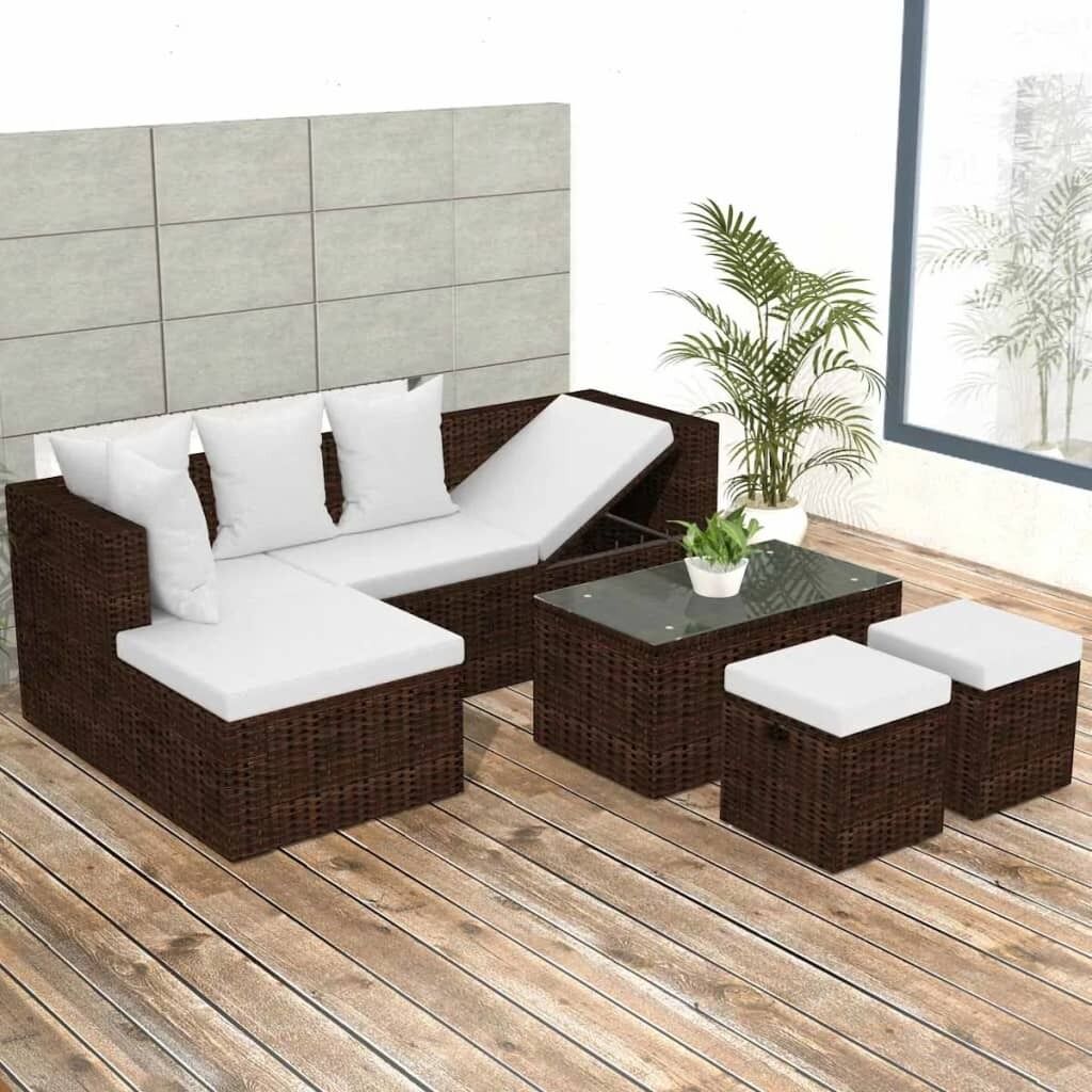 4 Piece Garden Lounge Set with Cushions Poly Rattan 4 Piece Garden Lounge Set with Cushions Poly Rattan