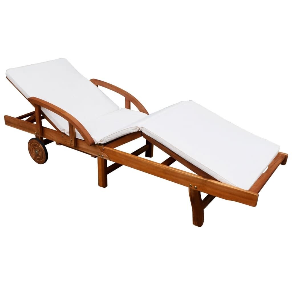 Sun Lounger with Cushion Solid Acacia Wood Sun Lounger with Cushion Solid Acacia Wood