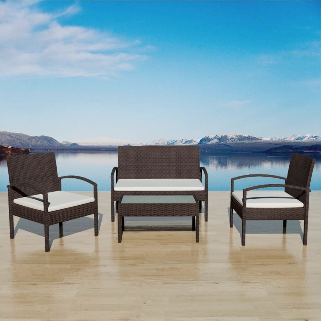 4 Piece Garden Lounge Set with Cushions Poly Rattan 4 Piece Garden Lounge Set with Cushions Poly Rattan
