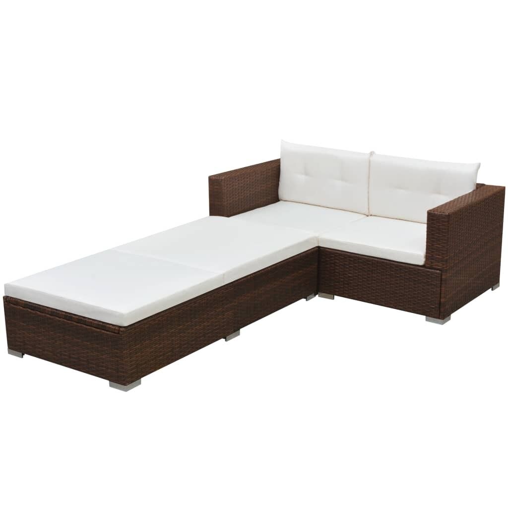 3 Piece Garden Lounge Set with Cushions Poly Rattan 3 Piece Garden Lounge Set with Cushions Poly Rattan