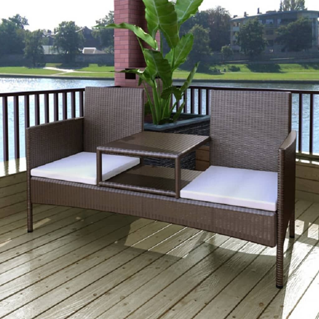 2-Seater Garden Sofa with Tea Table Poly Rattan 2-Seater Garden Sofa with Tea Table Poly Rattan