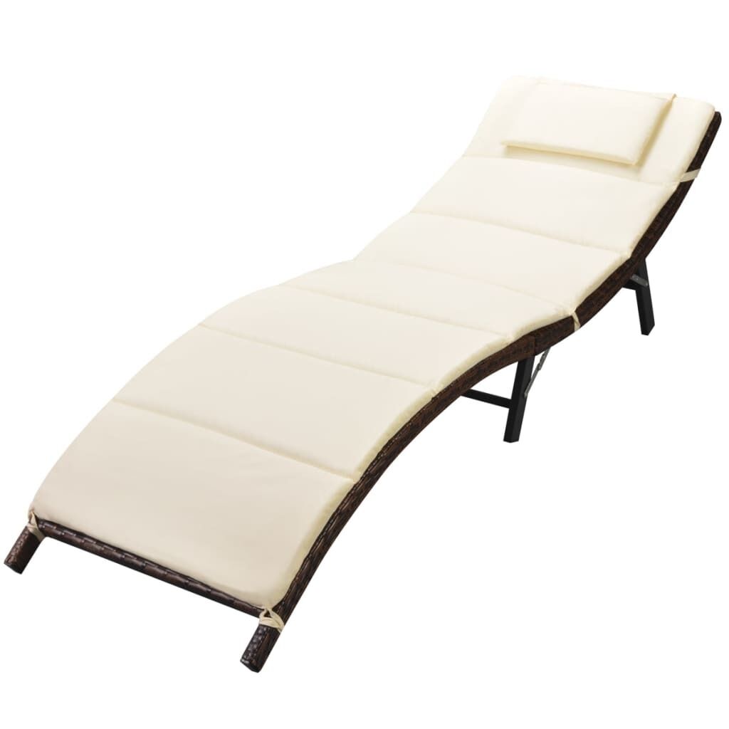 Folding Sun Lounger with Cushion Poly Rattan Folding Sun Lounger with Cushion Poly Rattan