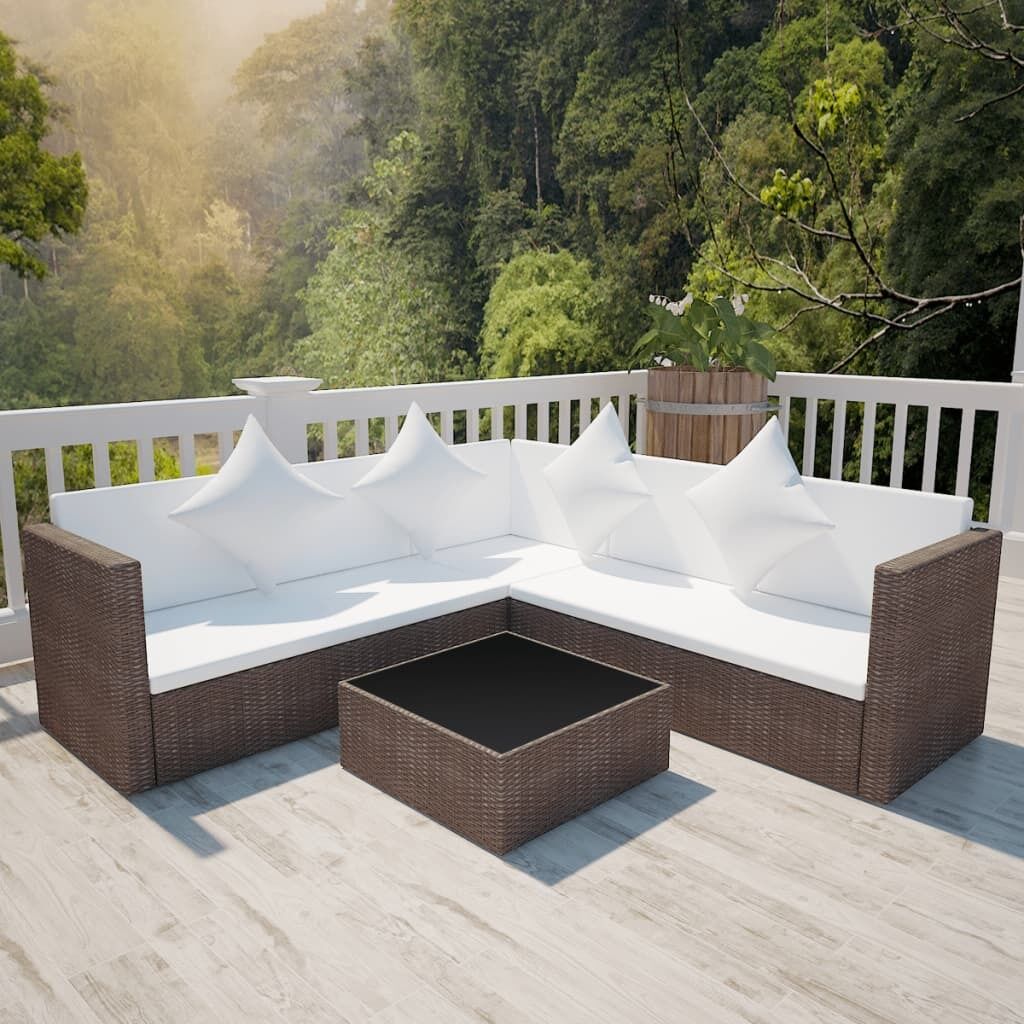 4 Piece Garden Lounge Set with Cushions Poly Rattan 4 Piece Garden Lounge Set with Cushions Poly Rattan