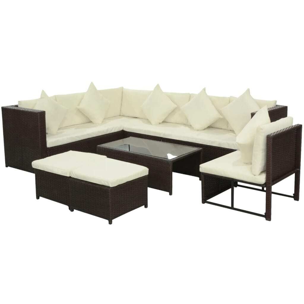 8 Piece Garden Lounge Set with Cushions Poly Rattan 8 Piece Garden Lounge Set with Cushions Poly Rattan