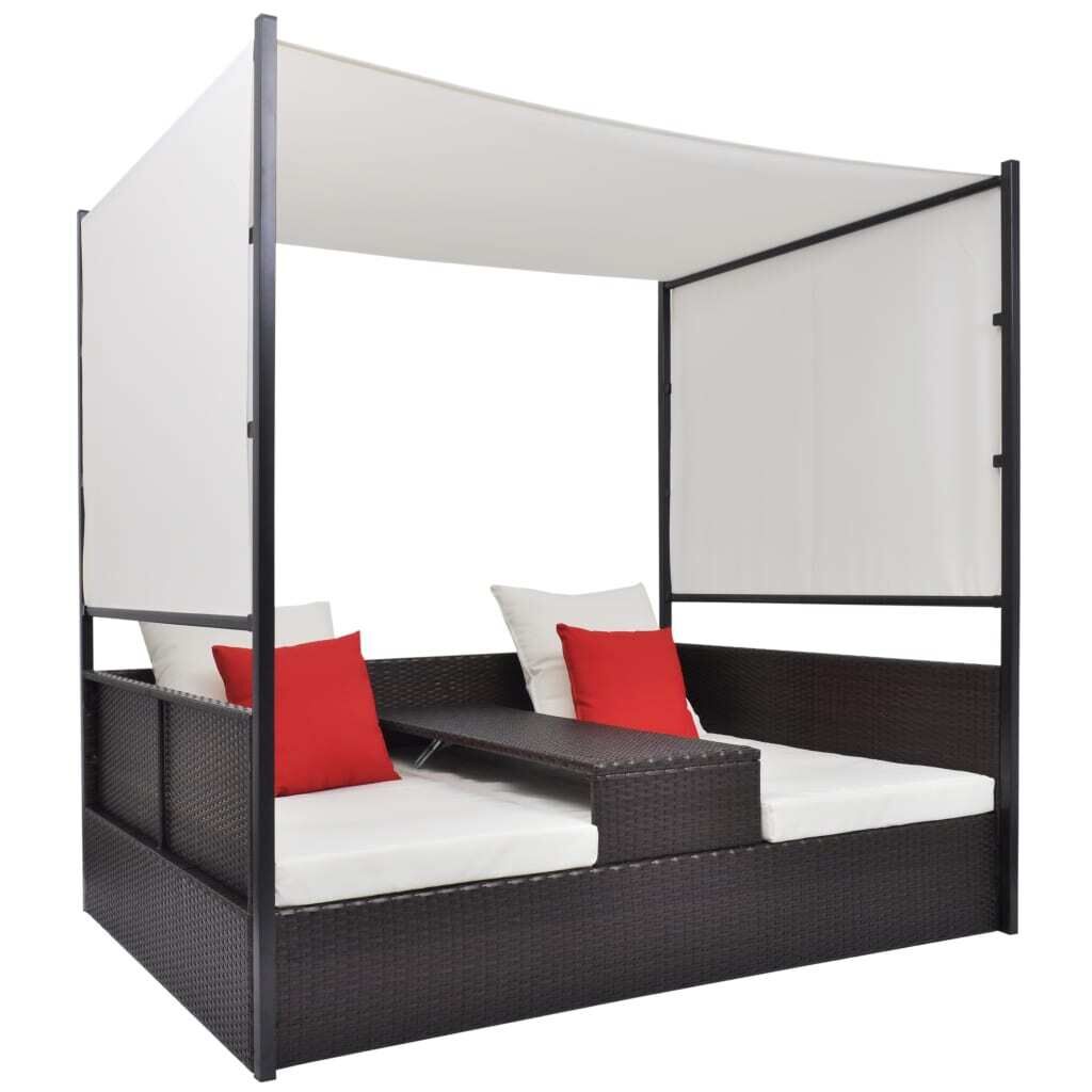 Garden Bed with Canopy 190x130 cm Poly Rattan Garden Bed with Canopy 190x130 cm Poly Rattan