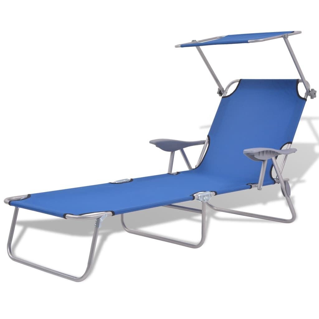 Sun Lounger with Canopy Steel Sun Lounger with Canopy Steel