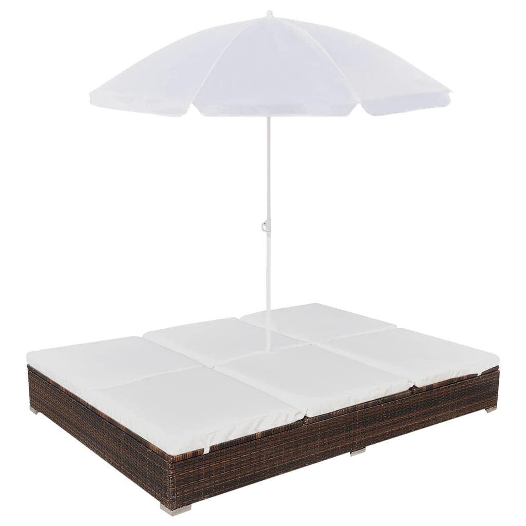 Outdoor Lounge Bed with Umbrella Poly Rattan Outdoor Lounge Bed with Umbrella Poly Rattan