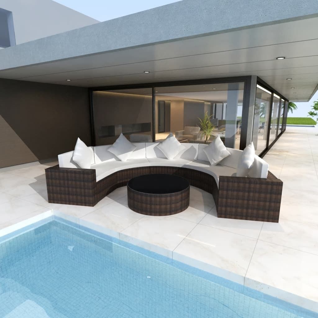 6 Piece Garden Lounge Set with Cushions Poly Rattan 6 Piece Garden Lounge Set with Cushions Poly Rattan
