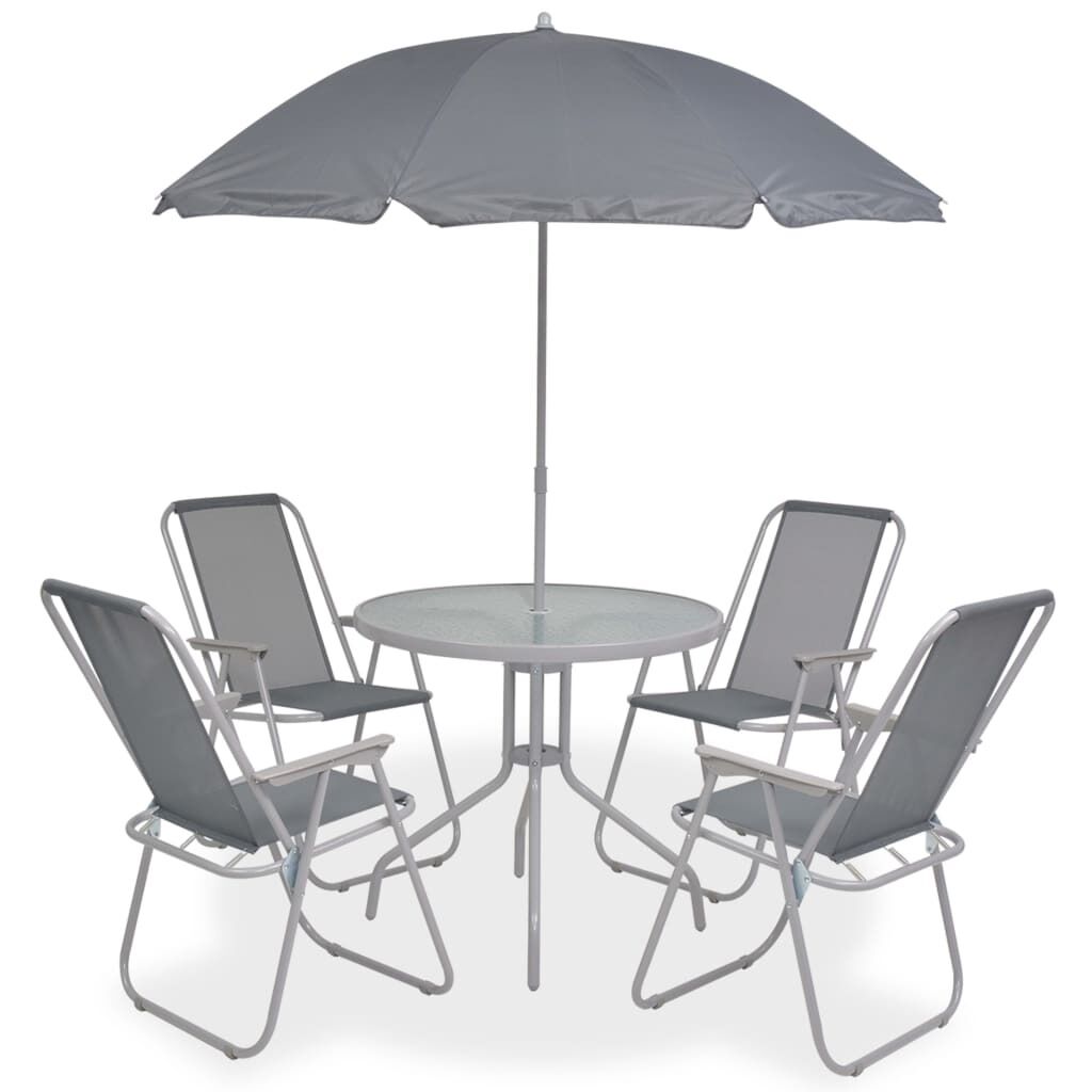 Outdoor Dining Set Steel and Textilene Grey Outdoor Dining Set Steel and Textilene Grey