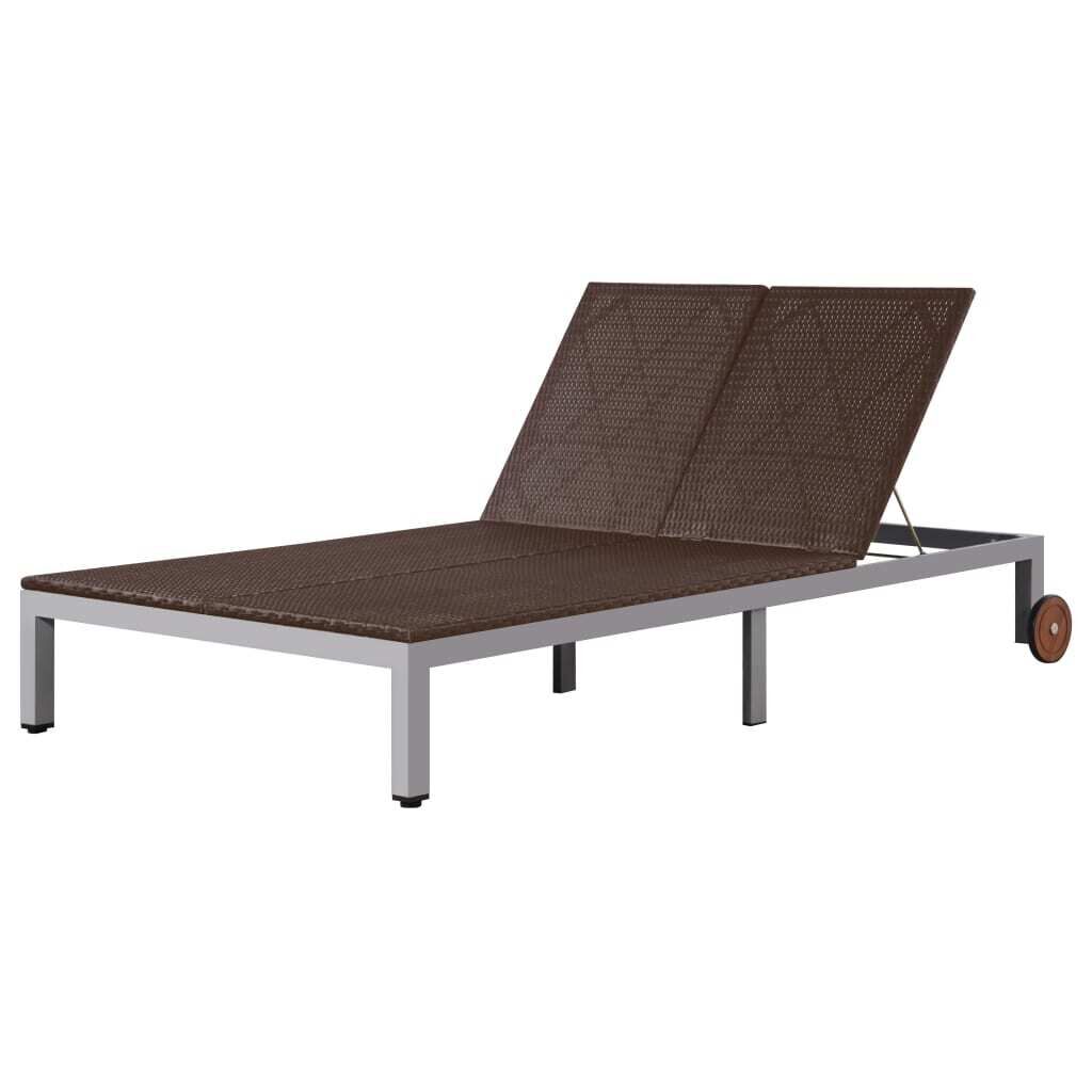 Double Sun Lounger with Wheels Poly Rattan Double Sun Lounger with Wheels Poly Rattan