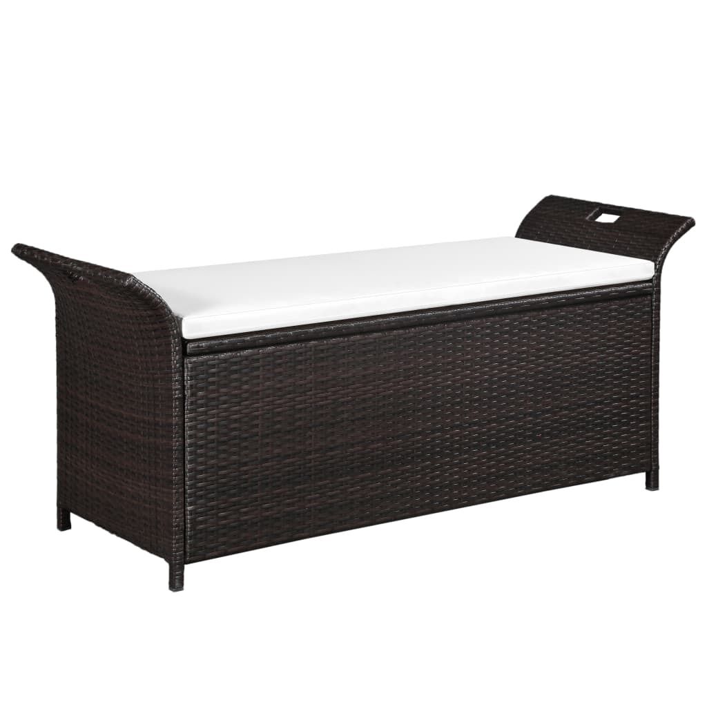 Storage Bench with Cushion 138 cm Poly Rattan Storage Bench with Cushion 138 cm Poly Rattan