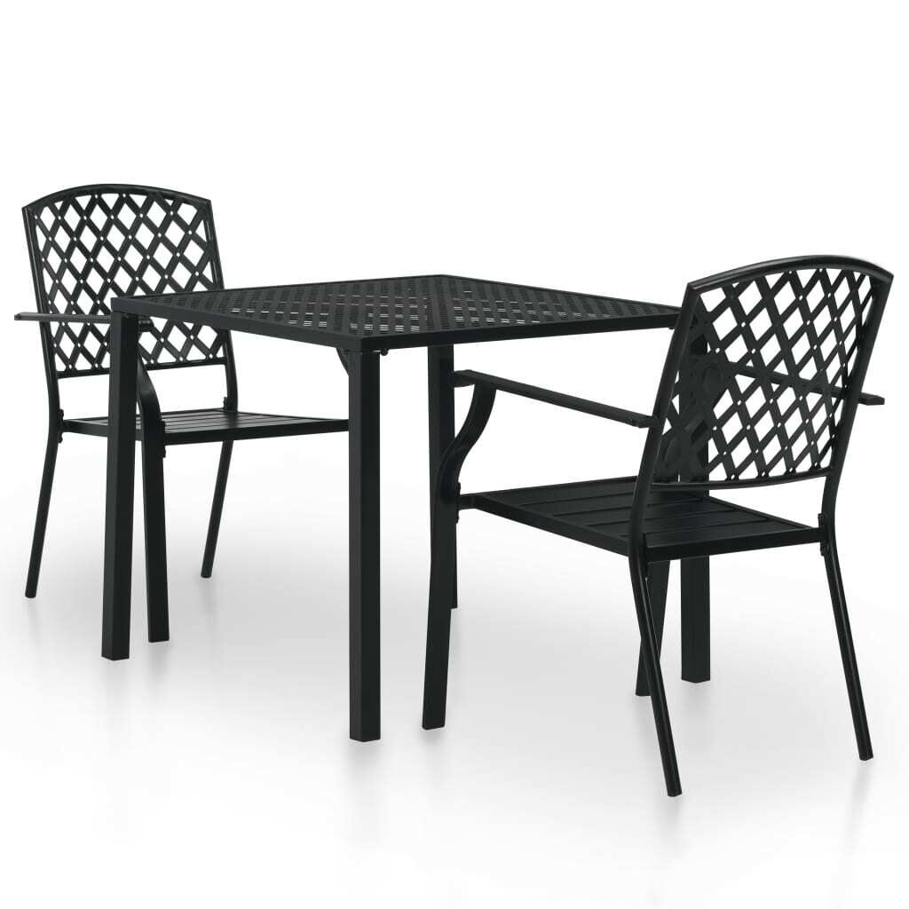 Bistro Set Steel Black Bistro Set Steel Black