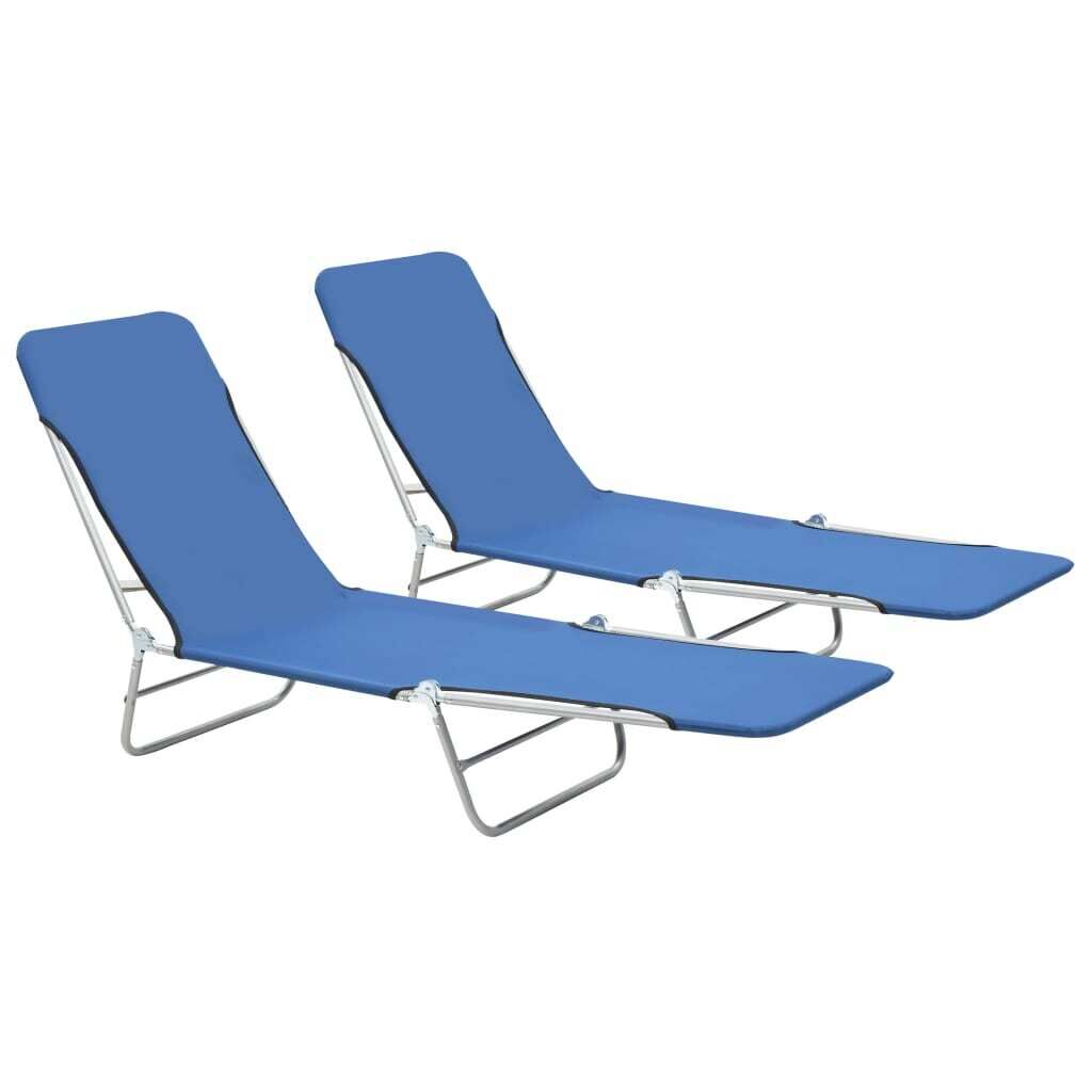Folding Sun Loungers 2 pcs Steel and Fabric Folding Sun Loungers 2 pcs Steel and Fabric