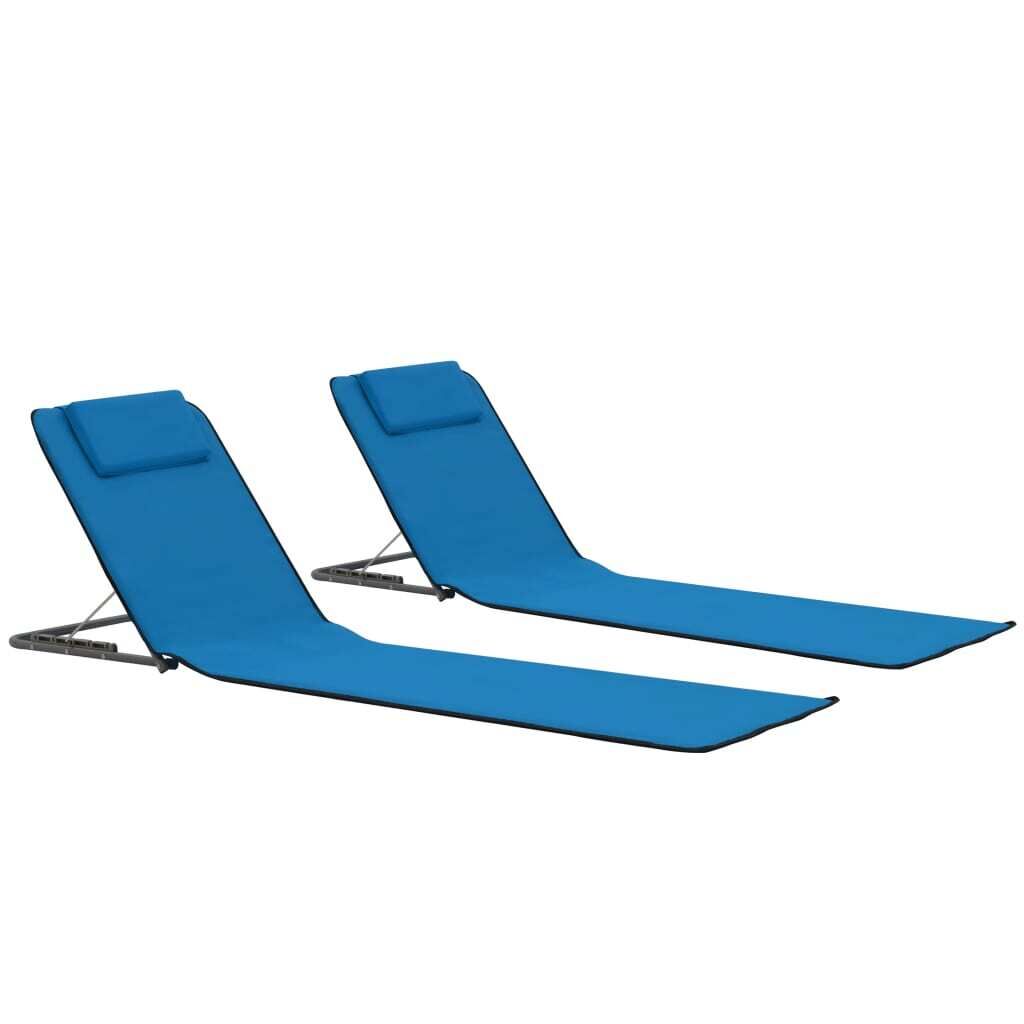 Folding Beach Mats 2 pcs Steel and Fabric Folding Beach Mats 2 pcs Steel and Fabric