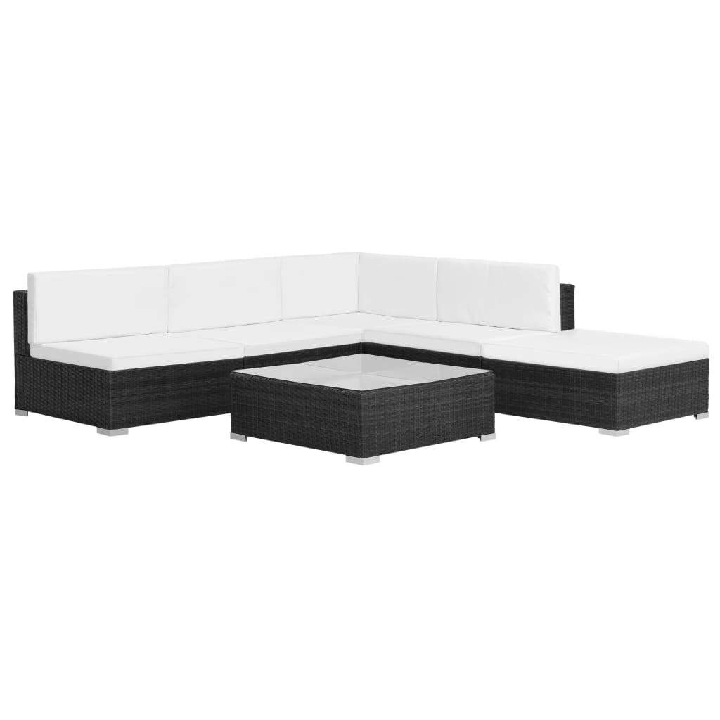 6 Piece Garden Lounge Set with Cushions Poly Rattan 6 Piece Garden Lounge Set with Cushions Poly Rattan