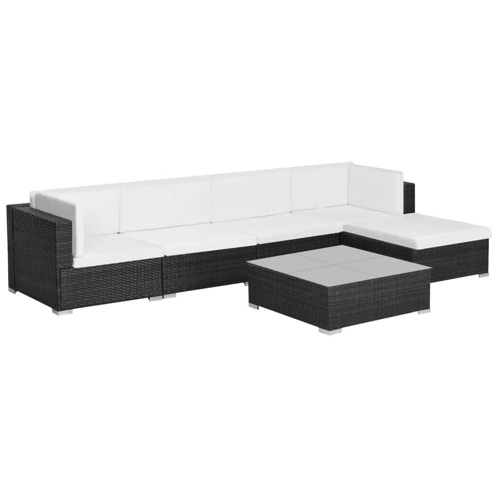 6 Piece Garden Lounge Set with Cushions Poly Rattan 6 Piece Garden Lounge Set with Cushions Poly Rattan