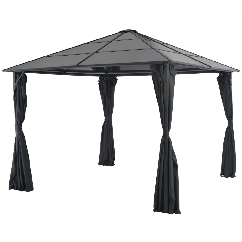 Gazebo with Curtain Aluminium Black Gazebo with Curtain Aluminium Black
