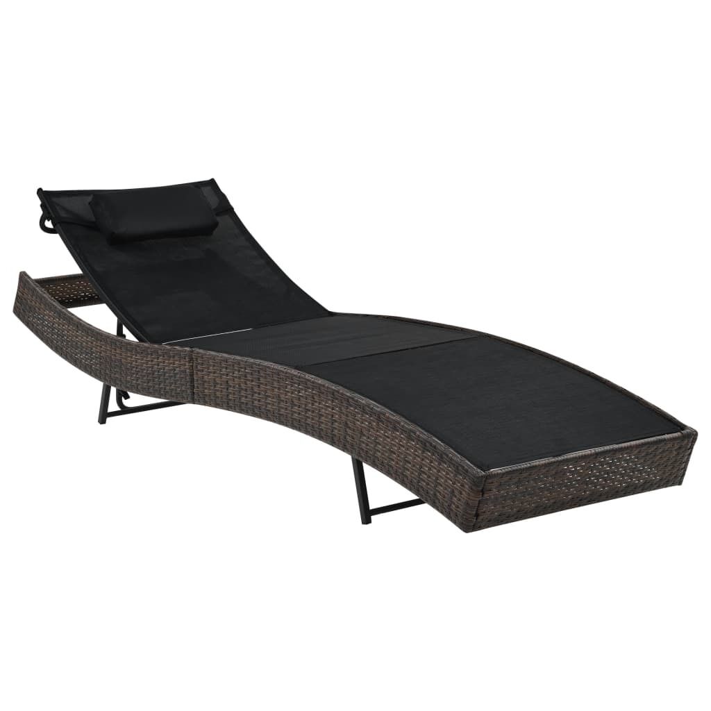 Sun Lounger with Pillow Poly Rattan Sun Lounger with Pillow Poly Rattan