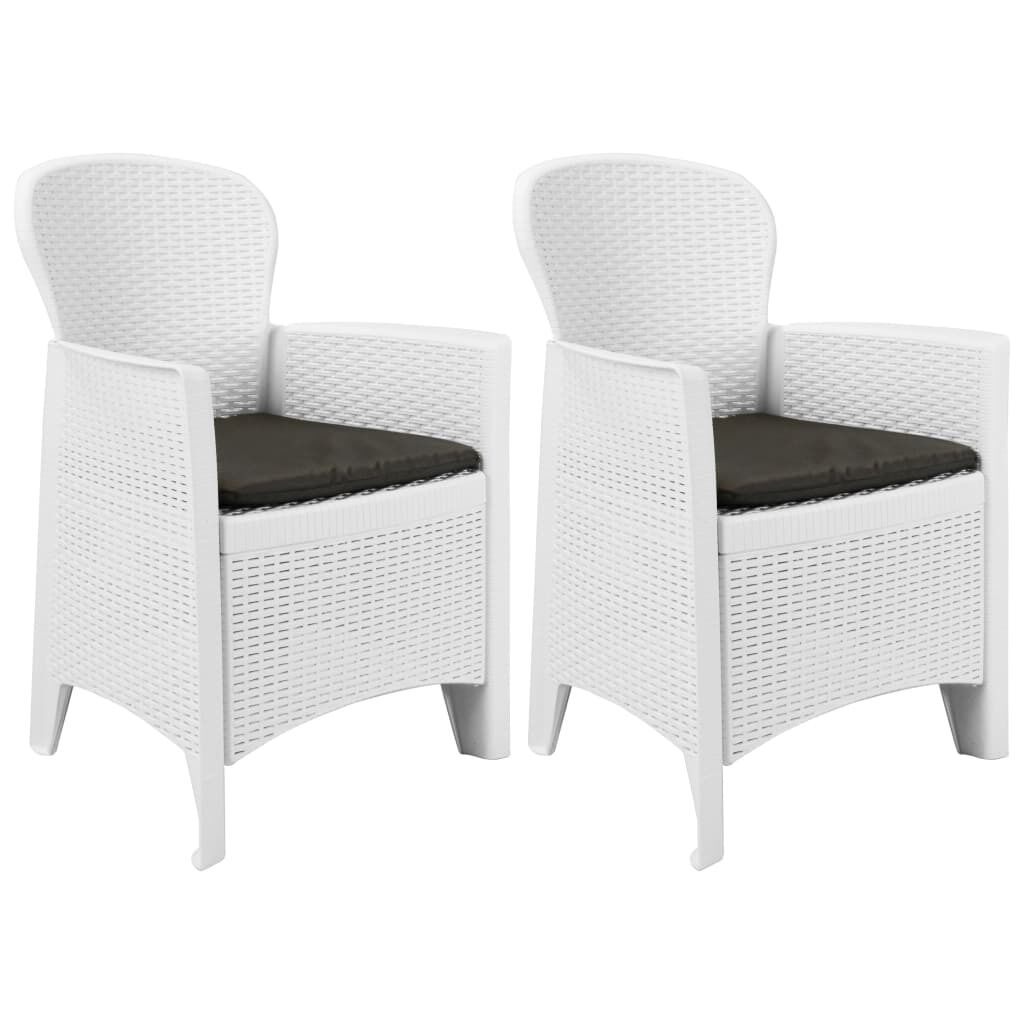 Garden Chairs 2 pcs with Cushion Plastic Rattan Look Garden Chairs 2 pcs with Cushion Plastic Rattan Look