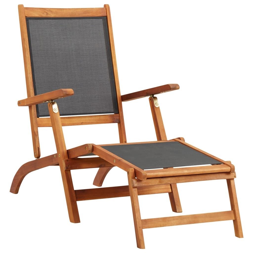 Sun Lounger Solid Acacia Wood and Textilene Sun Lounger Solid Acacia Wood and Textilene