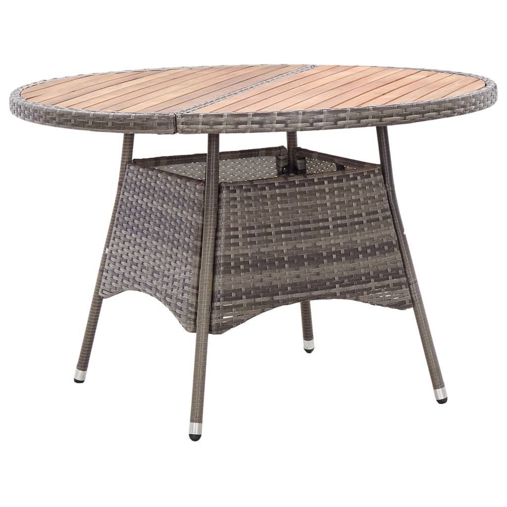 Garden Table Grey Poly Rattan and Acacia Wood Garden Table Grey Poly Rattan and Acacia Wood