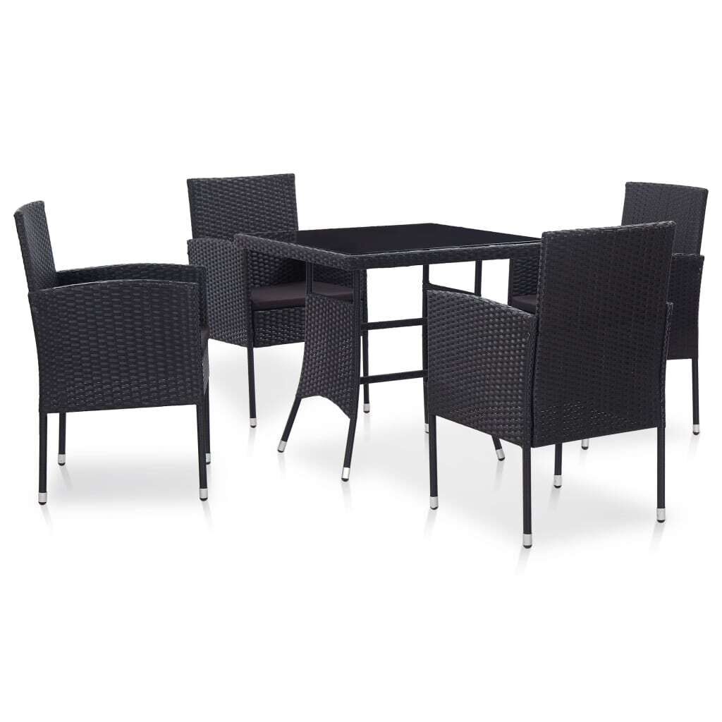 Outdoor Dining Set Poly Rattan Black Outdoor Dining Set Poly Rattan Black
