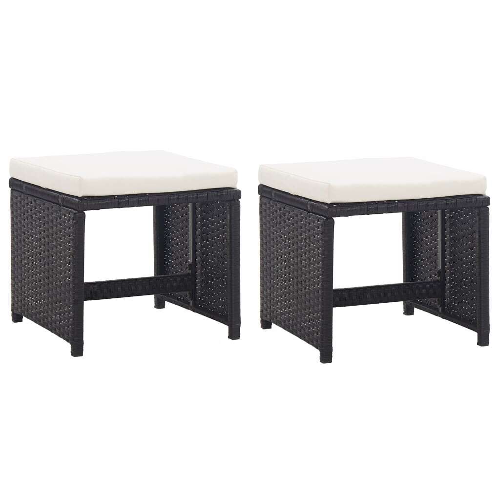 Garden Stools 2 pcs with Cushions Poly Rattan Garden Stools 2 pcs with Cushions Poly Rattan