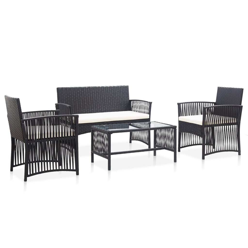 4 Piece Garden Lounge Set with Cushion Poly Rattan 4 Piece Garden Lounge Set with Cushion Poly Rattan