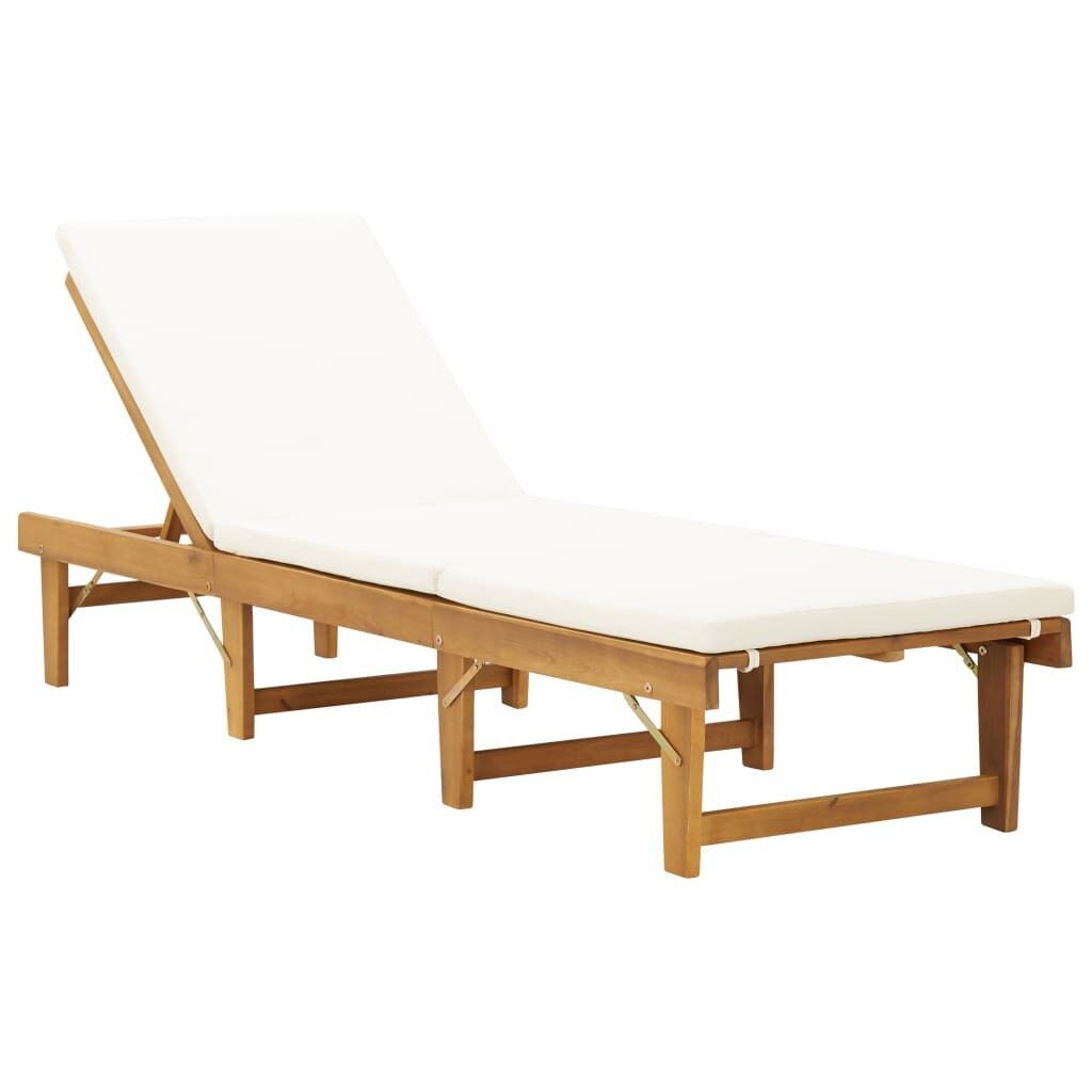 Folding Sun Lounger with Cushion Solid Acacia Wood Folding Sun Lounger with Cushion Solid Acacia Wood