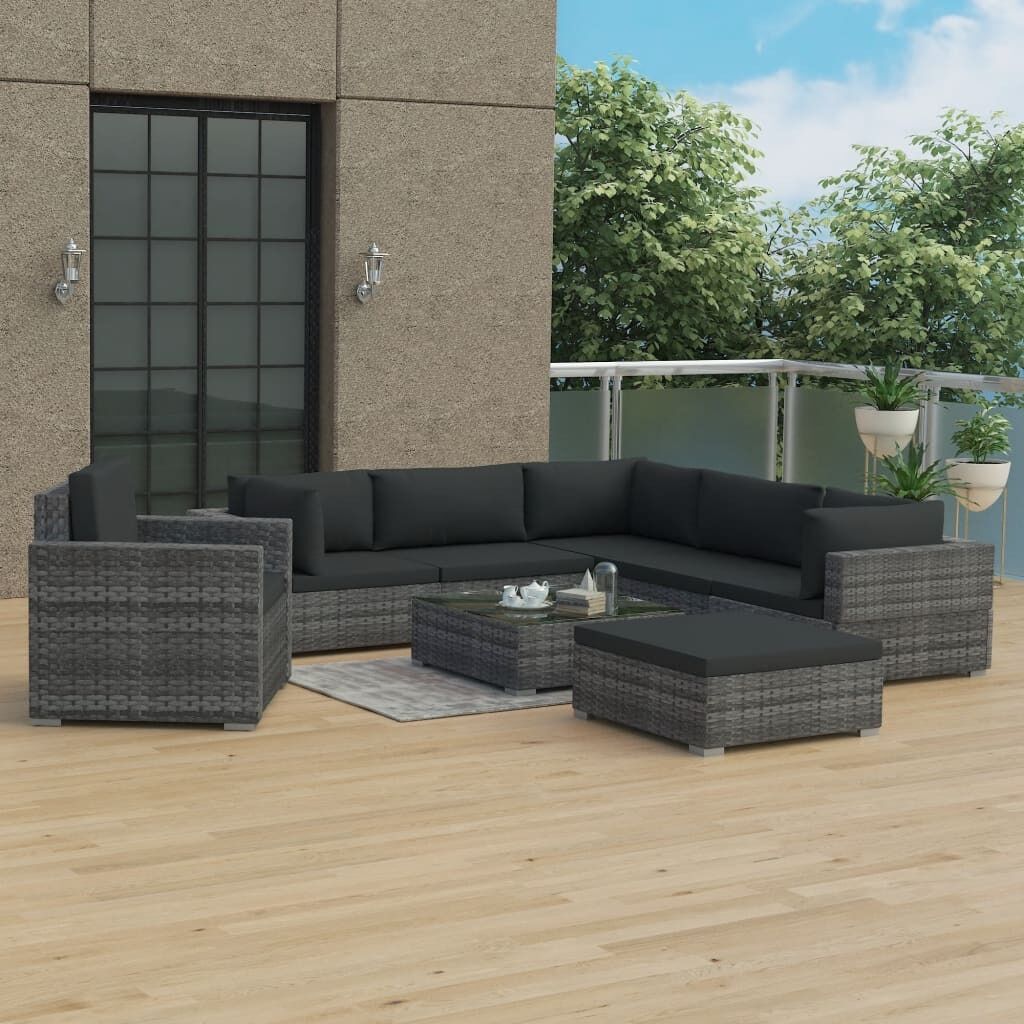 8 Piece Garden Lounge Set with Cushions Poly Rattan 8 Piece Garden Lounge Set with Cushions Poly Rattan