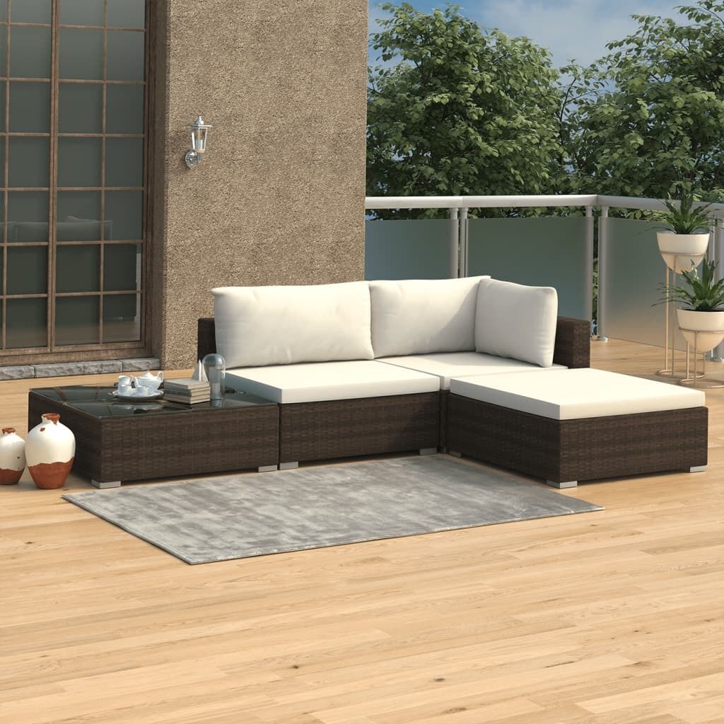4 Piece Garden Lounge Set with Cushions Poly Rattan 4 Piece Garden Lounge Set with Cushions Poly Rattan