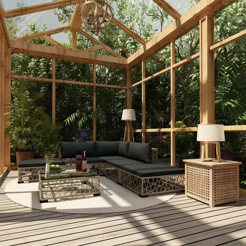 Garden Lounge Set with Cushions Poly Rattan Garden Lounge Set with Cushions Poly Rattan