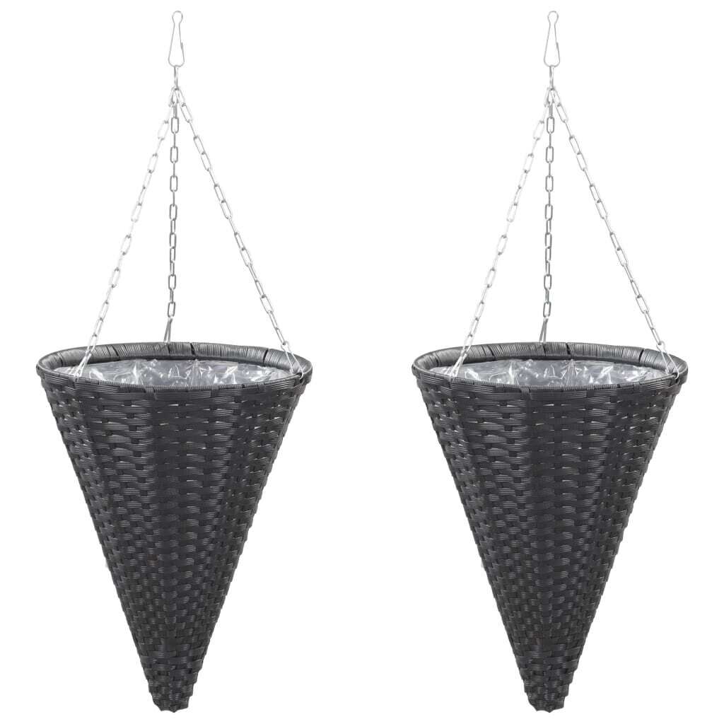 Hanging Flower Baskets 2 pcs Poly Rattan Hanging Flower Baskets 2 pcs Poly Rattan