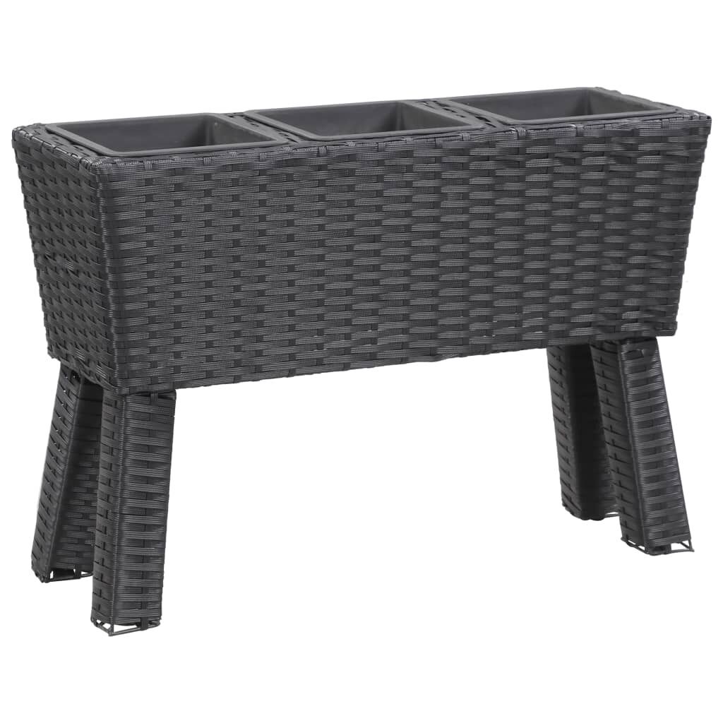 Garden Raised Bed with Legs and Pots Poly Rattan Garden Raised Bed with Legs and Pots Poly Rattan