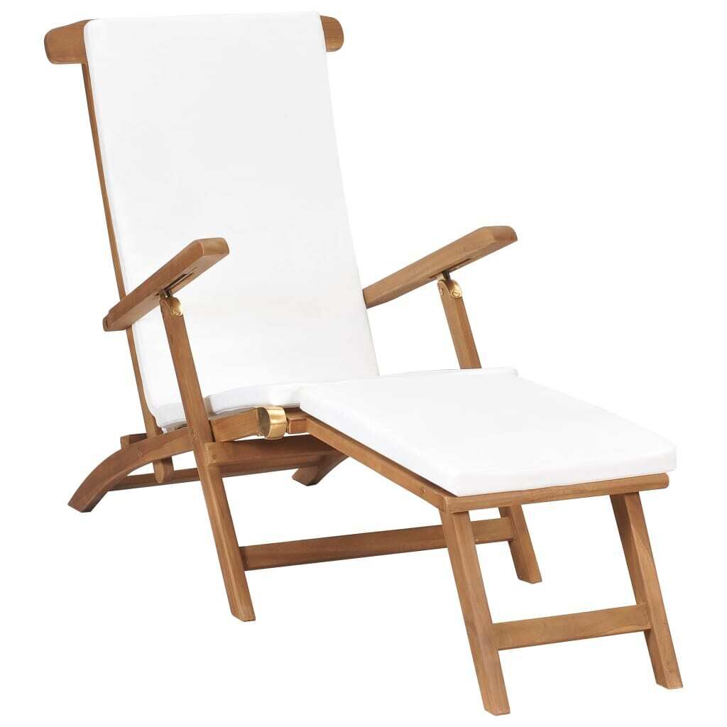 Deck Chair with Cushion Solid Teak Wood Deck Chair with Cushion Solid Teak Wood