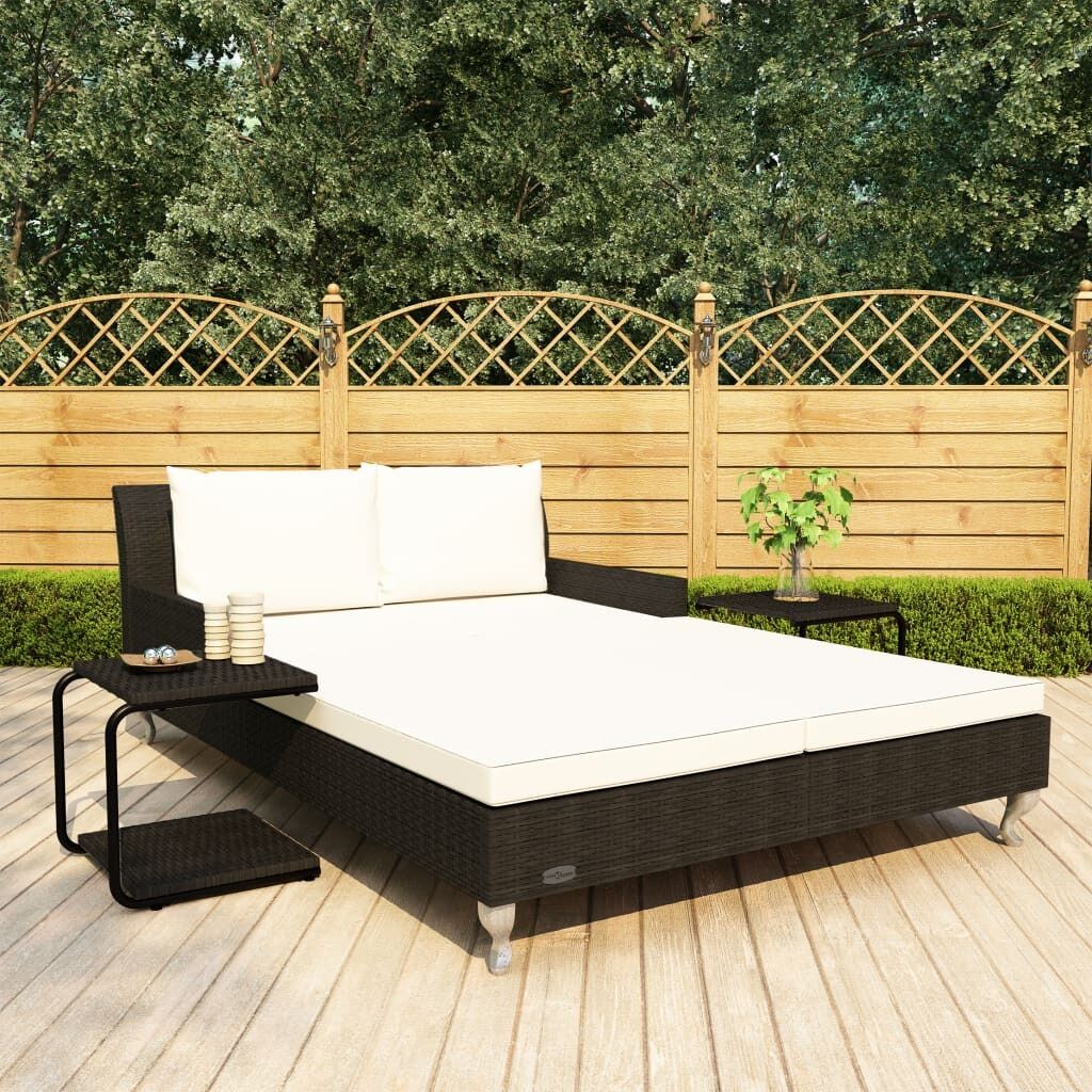 2-Person Garden Sun Bed with Cushions Poly Rattan 2-Person Garden Sun Bed with Cushions Poly Rattan