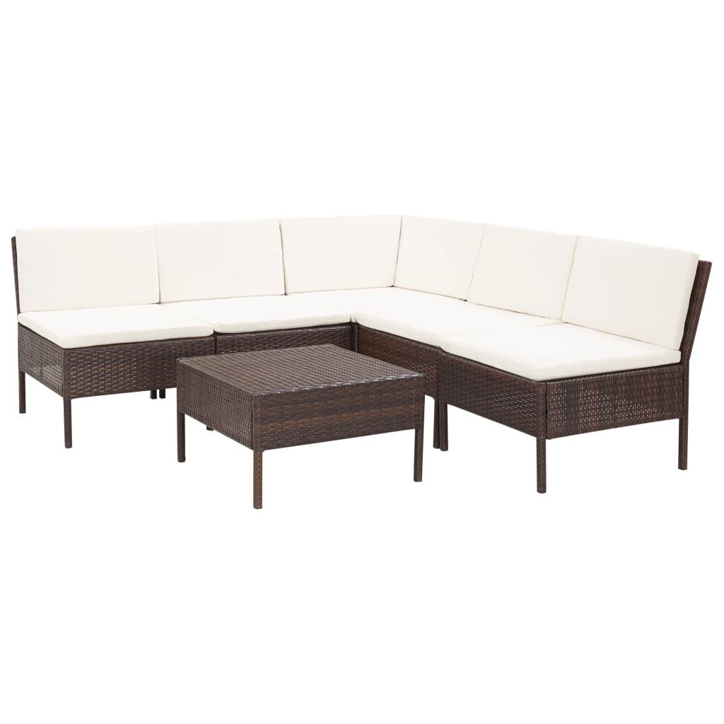6 Piece Garden Lounge Set with Cushions Poly Rattan 6 Piece Garden Lounge Set with Cushions Poly Rattan
