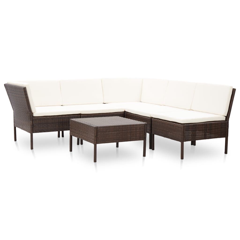 6 Piece Garden Lounge Set with Cushions Poly Rattan 6 Piece Garden Lounge Set with Cushions Poly Rattan