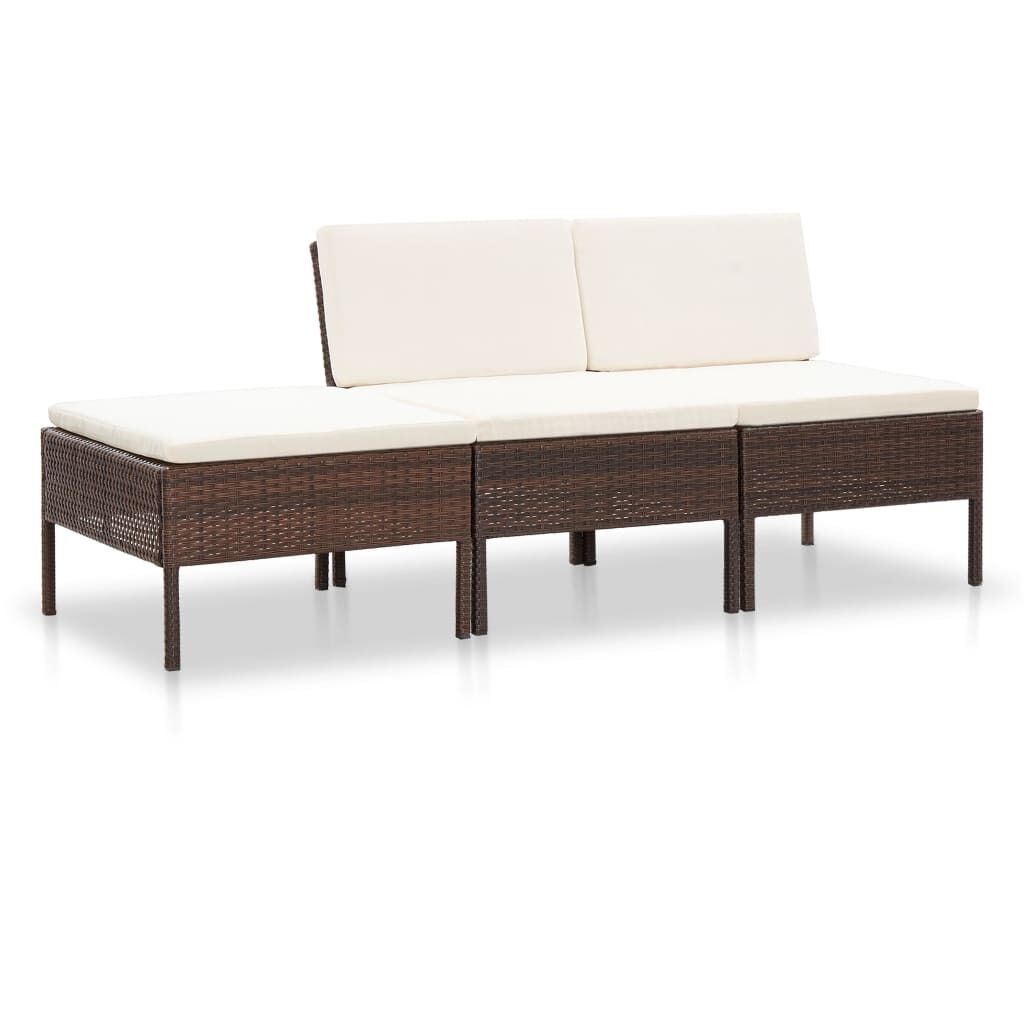 3 Piece Garden Lounge Set with Cushions Poly Rattan 3 Piece Garden Lounge Set with Cushions Poly Rattan