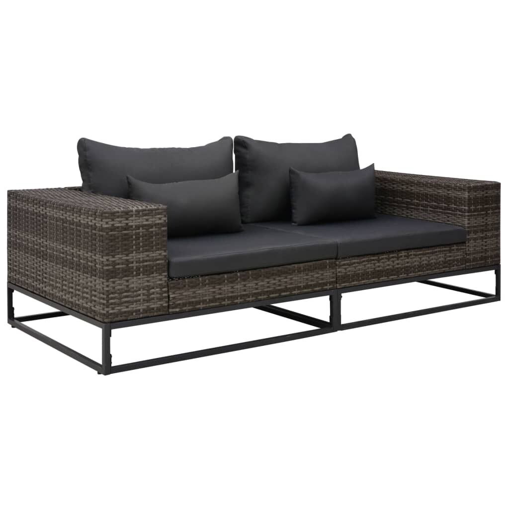 Garden Sofa Set with Cushions Poly Rattan Grey Garden Sofa Set with Cushions Poly Rattan Grey