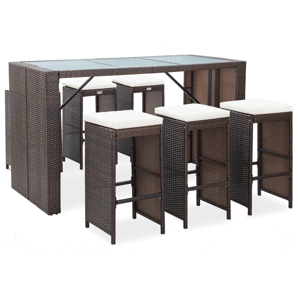 7 Piece Garden Bar Set with Cushions Poly Rattan 7 Piece Garden Bar Set with Cushions Poly Rattan