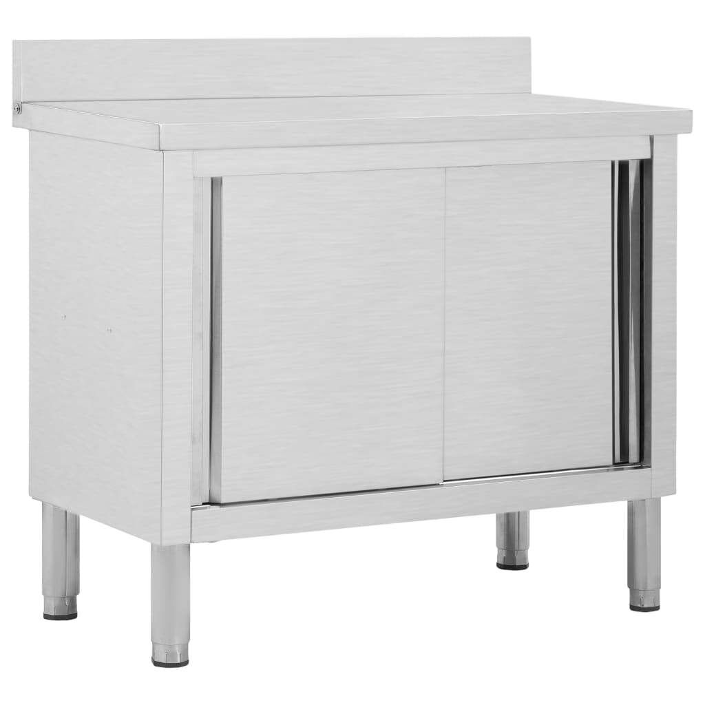 Work Table with Sliding Doors Stainless Steel Work Table with Sliding Doors Stainless Steel