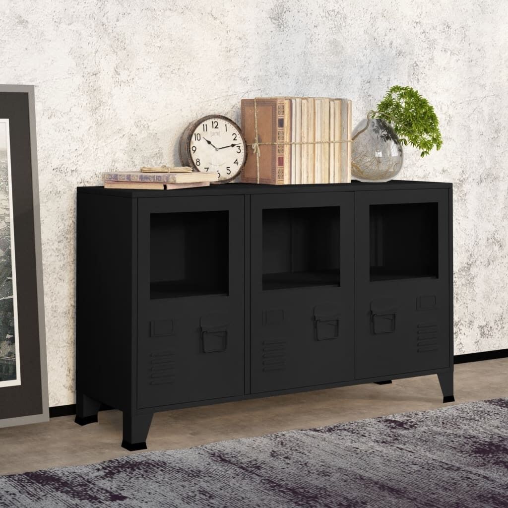 Industrial Sideboard 105x35x62 cm Metal and Glass Industrial Sideboard 105x35x62 cm Metal and Glass